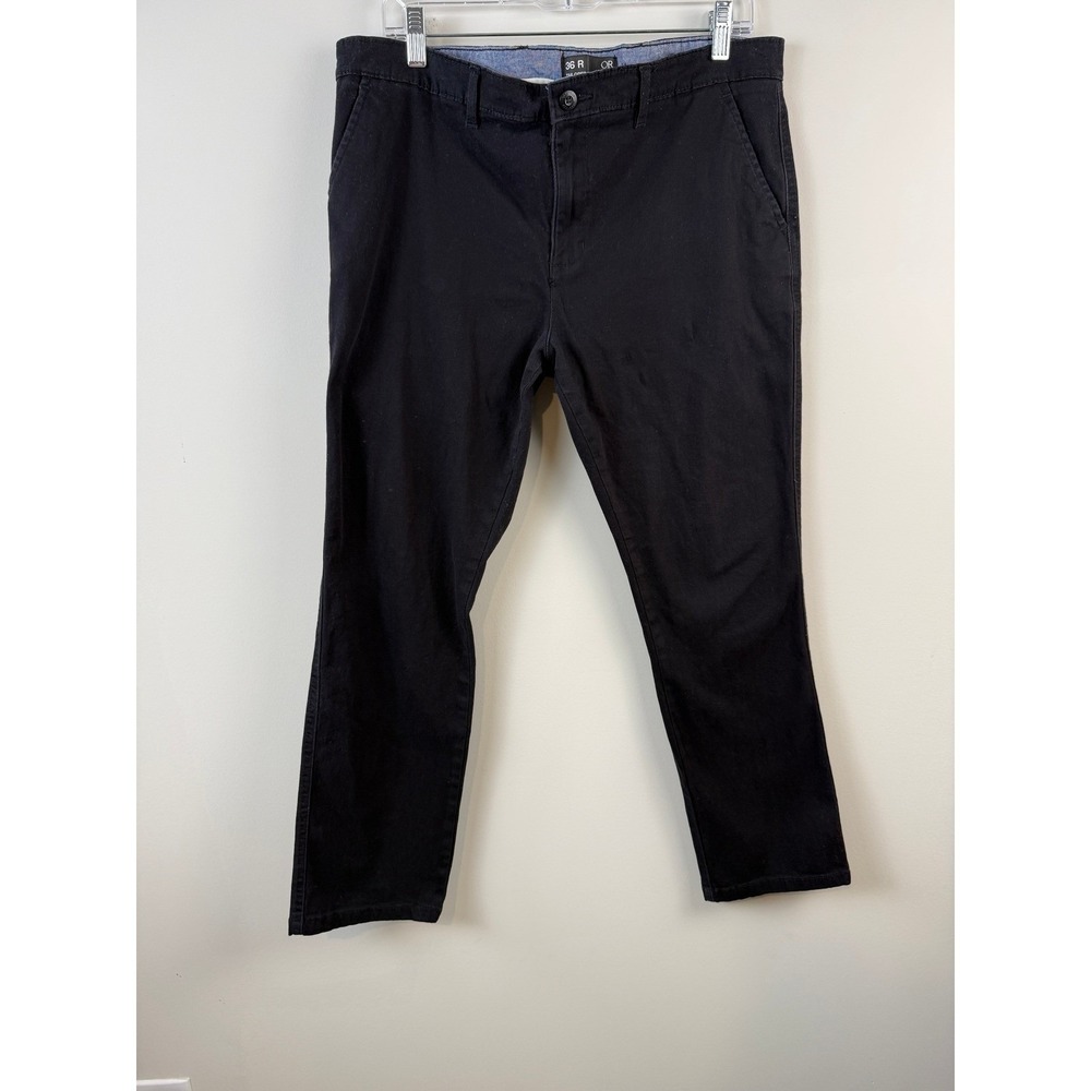 Oakridge Chino Pants Mens 36 Black Tailored Stretch Cotton Twill Trousers
